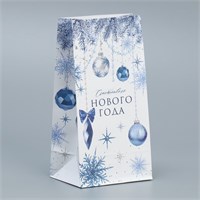 Пакет без ручек «Счастливого нового года», снежинки, 10*19.5*7см 121615