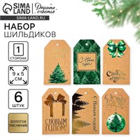 Шильдик декоративный в наборе «С Новым годом», крафт, 5*9см 121626