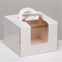 Коробка под бенто-торт с окном, белая, 13,5*13,5*10см 121898