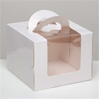 Коробка под бенто-торт с окном, белая, 18*18*14см 121899