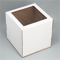 Коробка д/торта с окном, кондитерская упаковка «Белая» 29*29*30см 121902