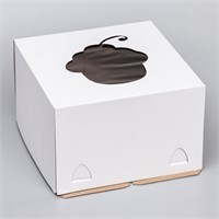 Коробка под торт с окном, "Пироженка", с усиленным дном, белая, 30*30*19см 121903