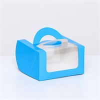 Коробка под бенто-торт с окном, голубой, 14*14*8см 121908