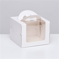 Коробка под бенто-торт с окном, белая, 16*16*12,5см 121912