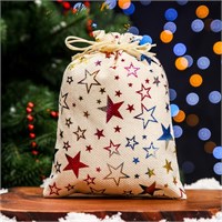 Мешочек подарочный из холщи "Иридисцентные звезды", 15*20см 122065