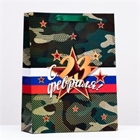 Пакет ламинированный "С 23 февраля!", 31*40*11,5см 122615