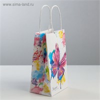 Пакет подарочный крафт, «Счастье ждёт тебя», 12*21*9см 123164
