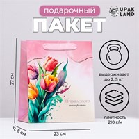 Пакет ламинированный вертикальный "Весенние тюльпаны", 23*27*11,5см 123180