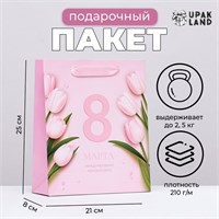 Пакет ламинированный вертикальный "Женский день", 21*25*8см 123181