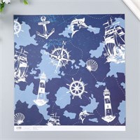 Бумага д/скрапа «Арт Узор. Морской путь», 180г/м², 30.5*32см 123302
