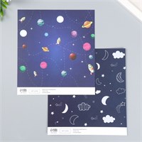 Двусторонняя бумага д/скрапа «Арт Узор. Космическое небо», 180г/м², 15.5*17см 123304