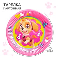 Тарелка одноразовая бумажная «С Днем Рождения!», 10шт, 18см, Щенячий патруль 123363