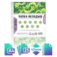 Файл-вкладыш А4, 40мкм, Calligrata, матовый, вертикальный, 25шт 123368
