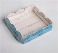 Коробка д/печенья, кондитерская упаковка с PVC крышкой, «Вкусно», 10.5*10.5*3см 123887