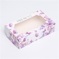 Коробка складная с окном под зефир «Пастельные бабочки», 25*15*7см 123902