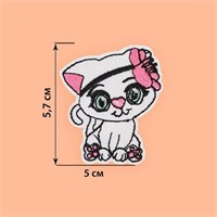 Термоаппликация «Кошка с цветком», 5*5.7см, розовая 124175