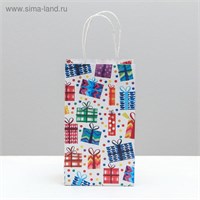 Пакет подарочный крафтовый, «Подарочки», 12*21*9см 124498
