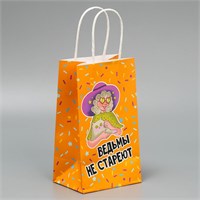Пакет подарочный крафтовый, «Ведьма», 12*21*9см 124530