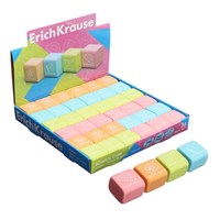 Ластик ErichKrause "School cube", 1шт 22*22*17мм, синтетика, микс 124644