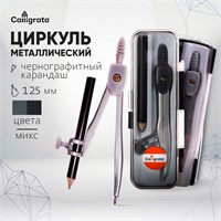 Циркуль металлический 125мм, с карандашом, в пластиковом пенале (козья ножка), МИКС 26831
