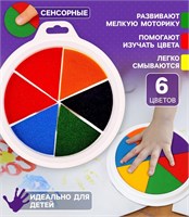 Краски пальчиковые, на водной основе, с губкой, 6цв 124916