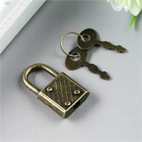 Замок металл д/шкатулок навесной с ключом 3*1,8см, цвет бронза 125125