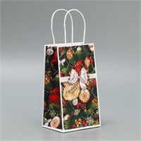 Пакет подарочный новогодний крафтовый «Игрушки», 12*21*9см 125145