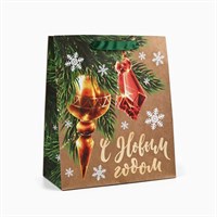 Пакет подарочный новогодний крафтовый «С Новым годом», 23*27*11.5см 125272