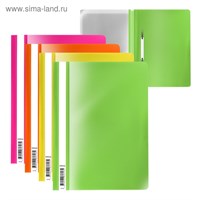 Папка-скоросшиватель А4 140мкм, ErichKrause Fizzy Neon, микс неон, прозрачный верх, до 130л 1шт 125401