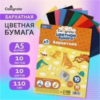 Н-р бумаги бархатной А5, 10л, 10цв, плотность 110г/м2 125491
