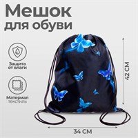 Мешок д/обуви «Бабочки» (полиэстер, плотность 210D) 42*34см 125547