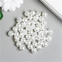 Пуговица пластик на ножке «Белый шарик с перламутром» 1шт 1*1см 125629