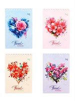 Блокнот А6, 40л в клетку, Floral notebook, на гребне, МИКС 1шт 125665