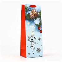 Пакет подарочный ламинированный под бутылку «Снежный лес», 13*36*10см 125831