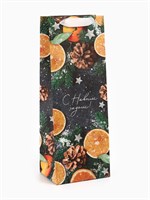 Пакет подарочный под бутылку крафтовый «Новогоднее настроение», 13*35*10см 125880