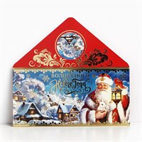 Конверт д/денег «С Новым годом», Дед Мороз, тиснение, 16.5*8см 125928