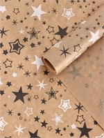 Бумага упаковочная крафт «Звезды», белый/графитовый, 0.72*10±5%м 125941
