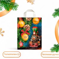 Пакет подарочный новогодний «Вокзал желаний», полиэтиленовый с петлевой ручкой, 28*35см 126061