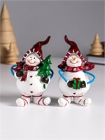 Фигурка полистоун «Снеговик в красном колпаке, с ёлкой или подарком», 5.5*4.5*10.5см, 1шт 126087