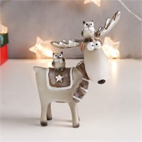 Фигурка полистоун «Пучеглазый лосик с филинами», 14*10.5*4см 126092