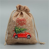 Мешочек новогодний подарочный с термонаклейкой «Спешу к тебе», 10*14см 126161