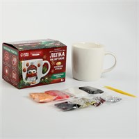 Декор кружки полимерной глиной со стразами «Новый год! Пингвин в шапочке», н-р д/творчества 126197