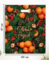 Пакет подарочный новогодний «Спелая зима», полиэтиленовый с вырубной ручкой, 40*47см 126310