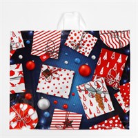 Пакет подарочный новогодний «Яркие подарки», полиэтиленовый с петлевой ручкой, 50*58см 126314