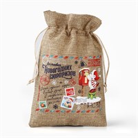 Мешочек подарочный с термонаклейкой «Новогодняя почта», 16*24см 126371