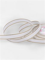 Лента репсовая, с золотым люрексом, 15мм, 1м, белая №001 126379