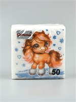 Салфетки бумажные «Лошадка со снежинками», 24*24см 50л 126409