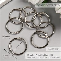 Кольца д/фотоальбомов «Золото. Серебро», внутренний d2.5см, внешний d3см, н-р 10шт 126425
