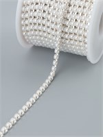 Цепь с жемчугом, металл, пластик, 3.5мм, 1м, цв серебряный 126631