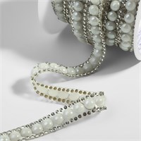 Стразы и бусины термоклеевые, ширина 11мм, 1м, цв серебряный 126633